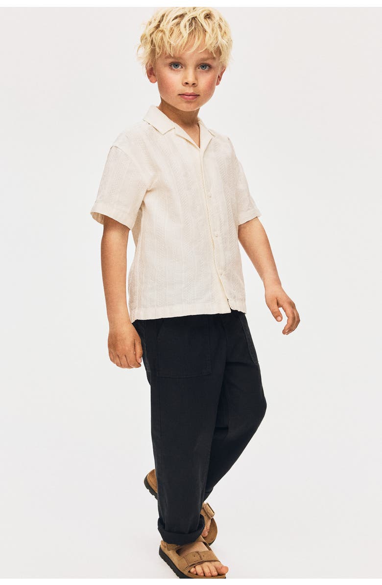 H&M Linen-blend Trousers, Alternate, color, Black