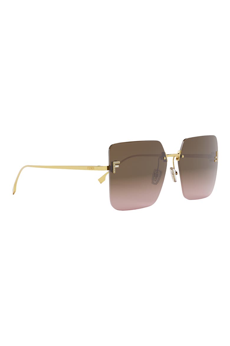 'Fendi First 59mm Geometric Sunglasses, Alternate, color, SHINY ENDURA GOLD METAL