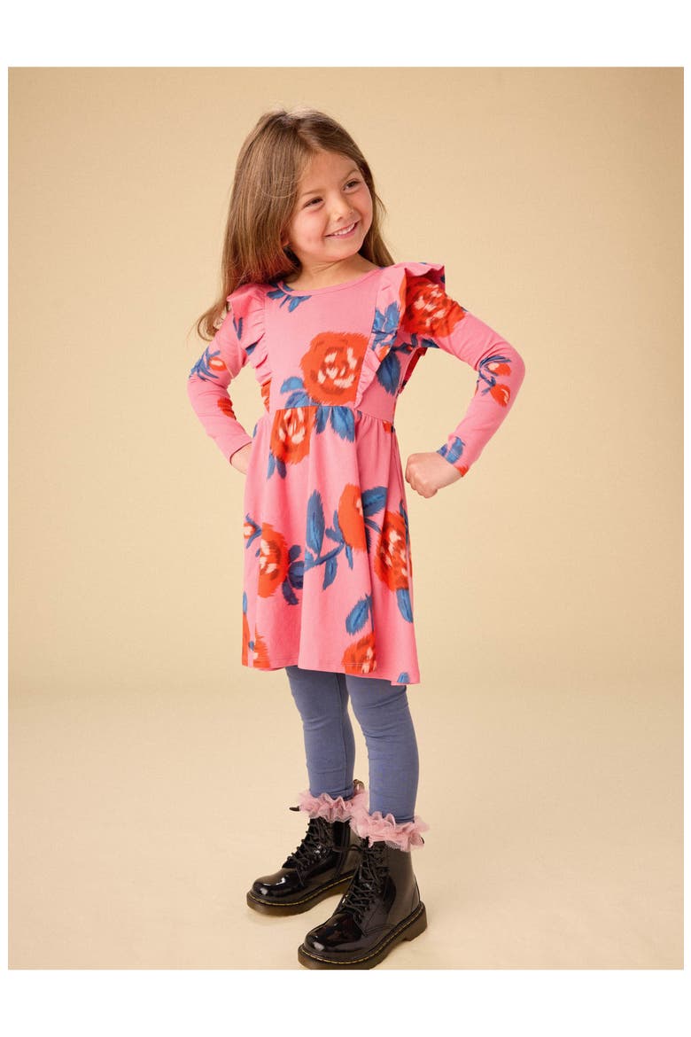 Ruffle Shoulder Ballet Dress, Alternate, color, Turkish Rose