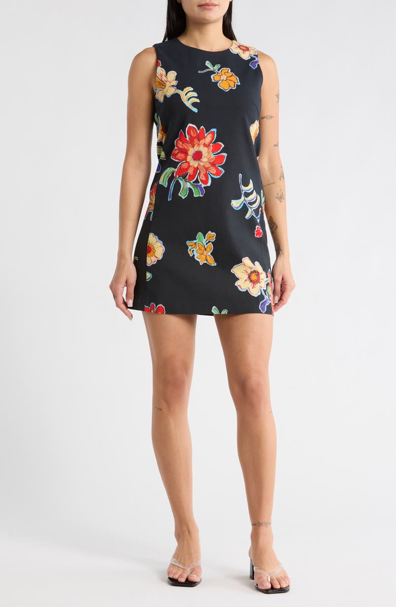 Desigual Floral A-Line Minidress, Main, color, Black