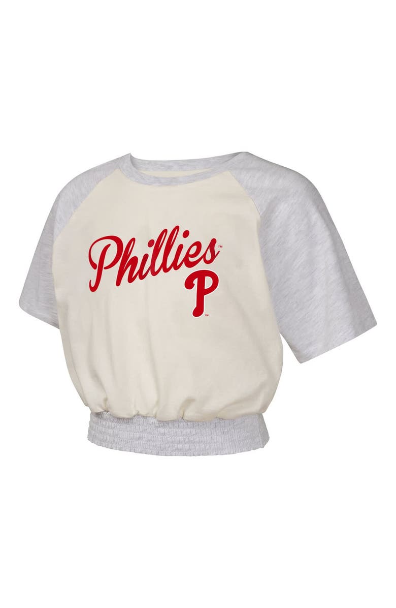 Outerstuff Girls Youth  Cream Philadelphia Phillies Curve Ball Fashion Raglan T-Shirt, Alternate, color, Cream