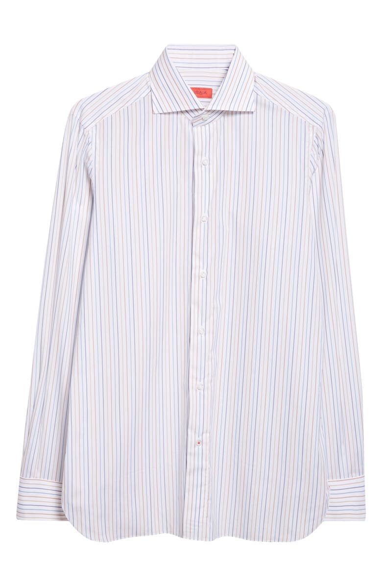 ISAIA Stripe Cotton Button-Up Shirt, Alternate, color, White