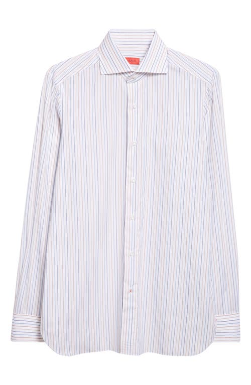 Isaia Stripe Cotton Button-up Shirt In White
