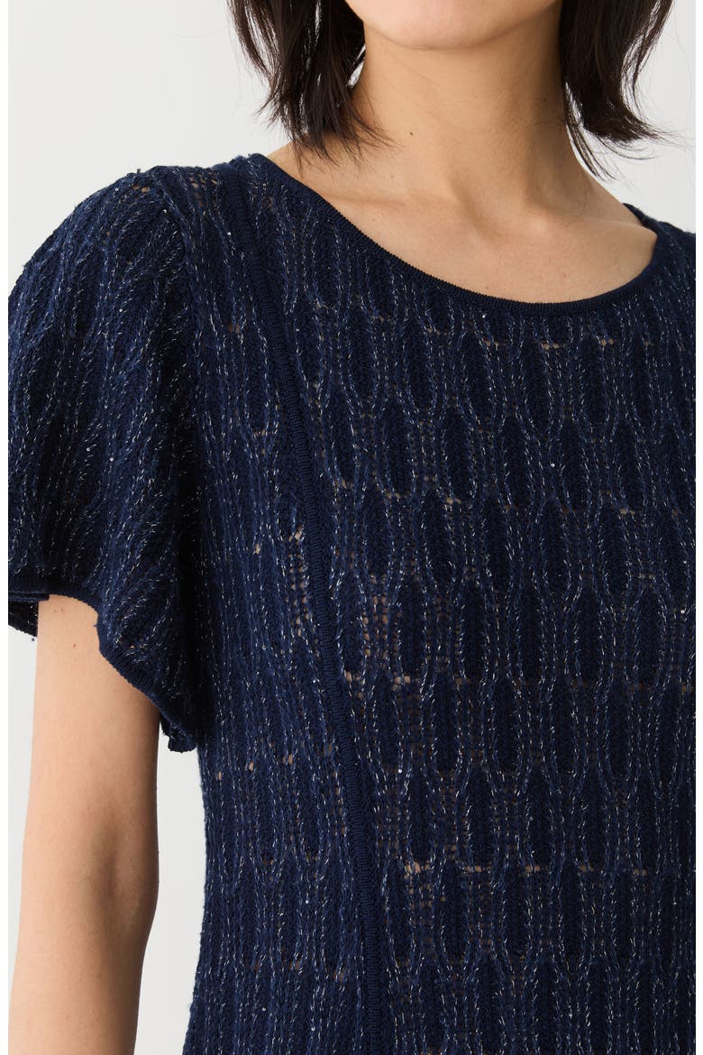 Textured Lace Stuch Sequin Knit Dress, Alternate, color, INK METALLIC