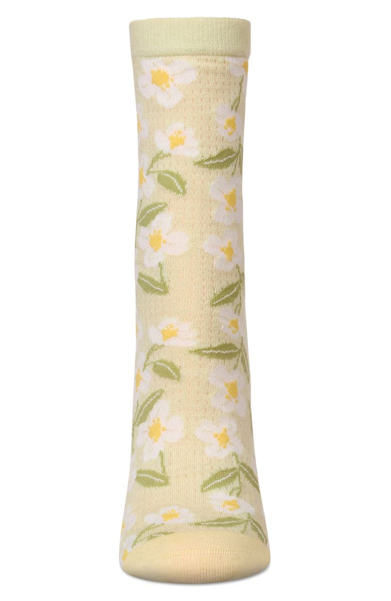MeMoi Daisy Pointelle Crew Socks, Alternate, color, 