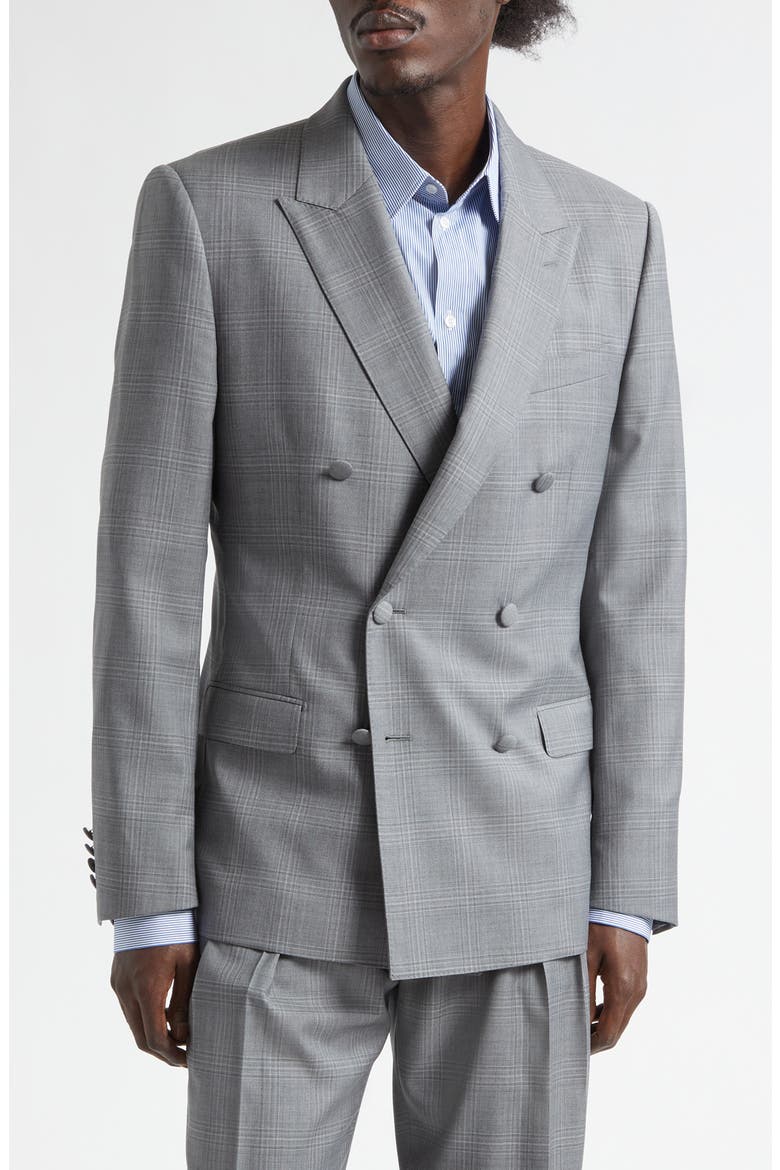 New Martini Fit Glen Plaid Virgin Wool Double Breasted Blazer, Main, color, QUADRI-CHECK-TARTAN
