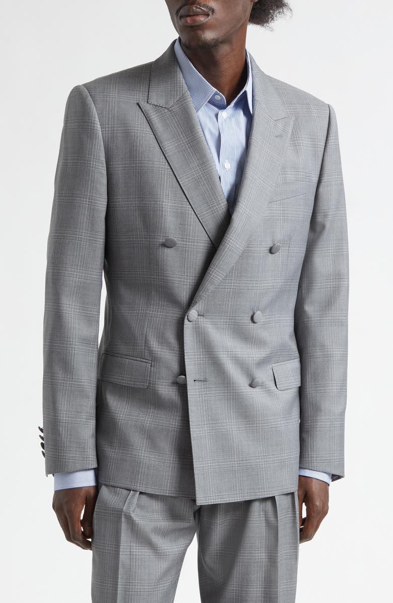 Dolce&Gabbana New Martini Fit Glen Plaid Virgin Wool Double Breasted Blazer, Main, color, Quadri-Check-Tartan