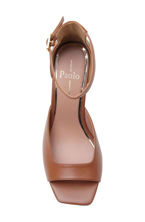 Linea Paolo Ankle Strap Wedge Sandal In Cognac