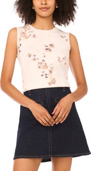 Vince Camuto Floral Sleeveless Sweater