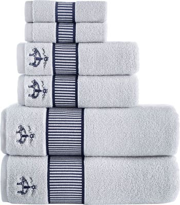 NWT Brooks Brothers Signature Towel Set- 1 store Washcloth/1 Hand Towel/1 Bath- Silver