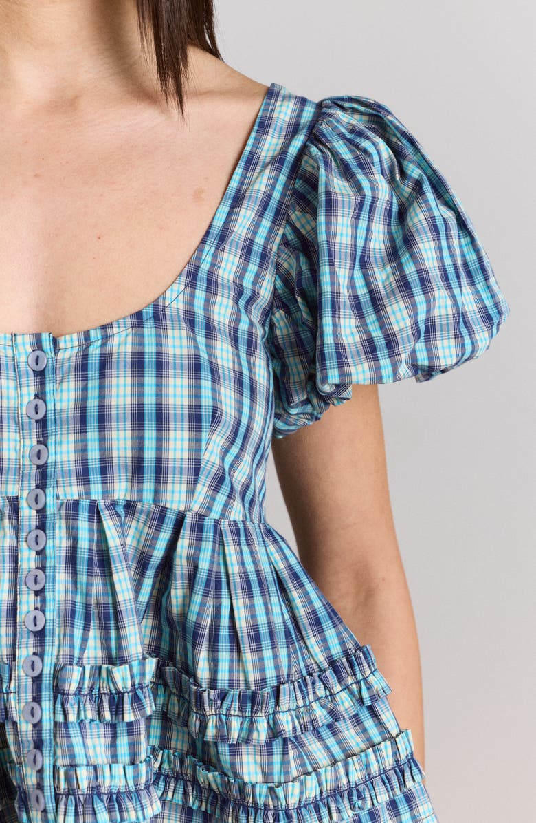 Damson Madder Summer Joy Plaid Organic Cotton Top, Alternate, color, Blue