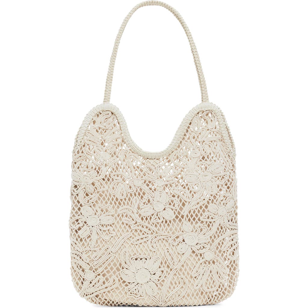 Desigual Medium Crochet & Soutache Shoulder Bag In Light Beige
