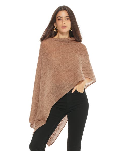 Pure Cashmere Textured Knit Poncho