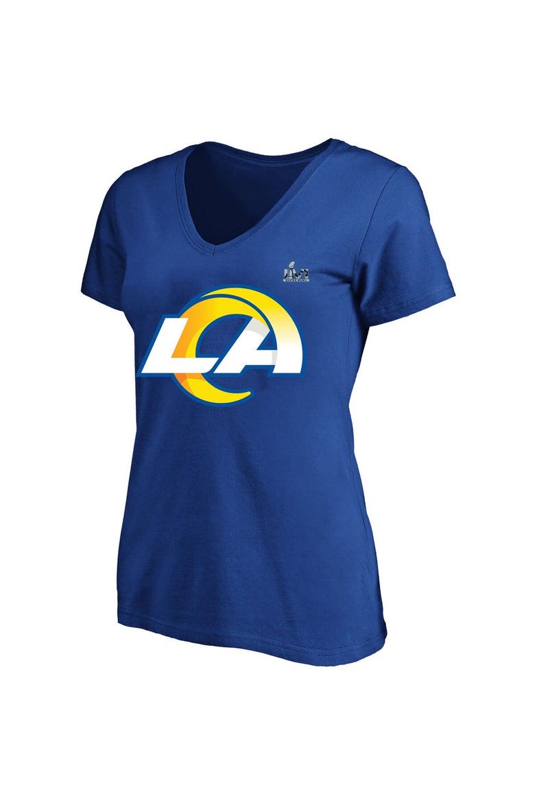 Women's Fanatics Branded Matthew Stafford Royal Los Angeles Rams Super Bowl LVI Plus Size Name & Number V-Neck T-Shirt, Alternate, color, Royal