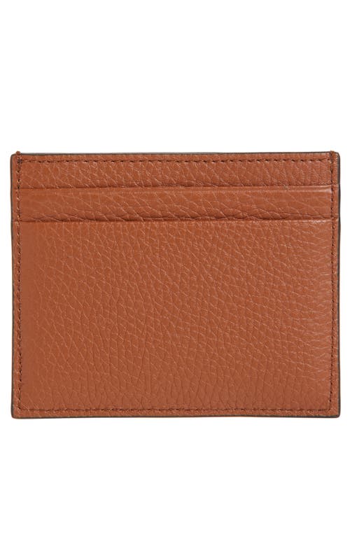 Valentino Vlogo Signature Leather Card Holder In Saddle