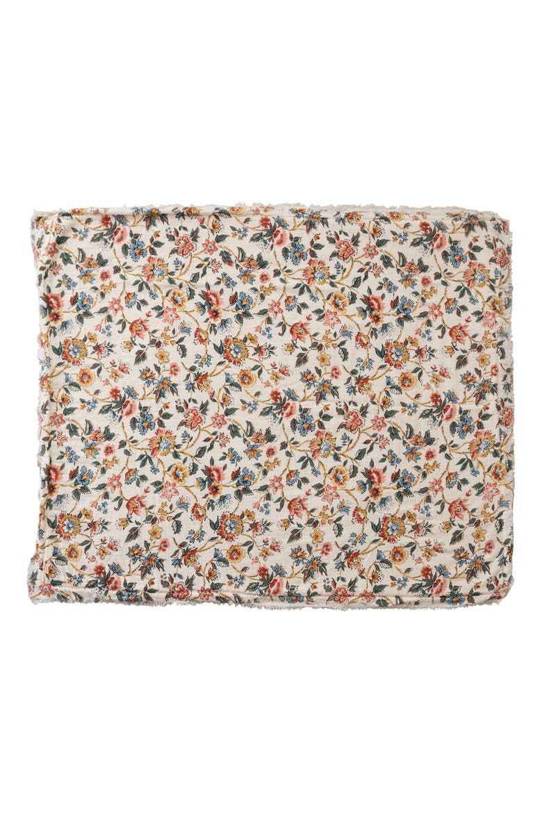 Woven Printed Throw with Back and Fringe, Main, color, Cream