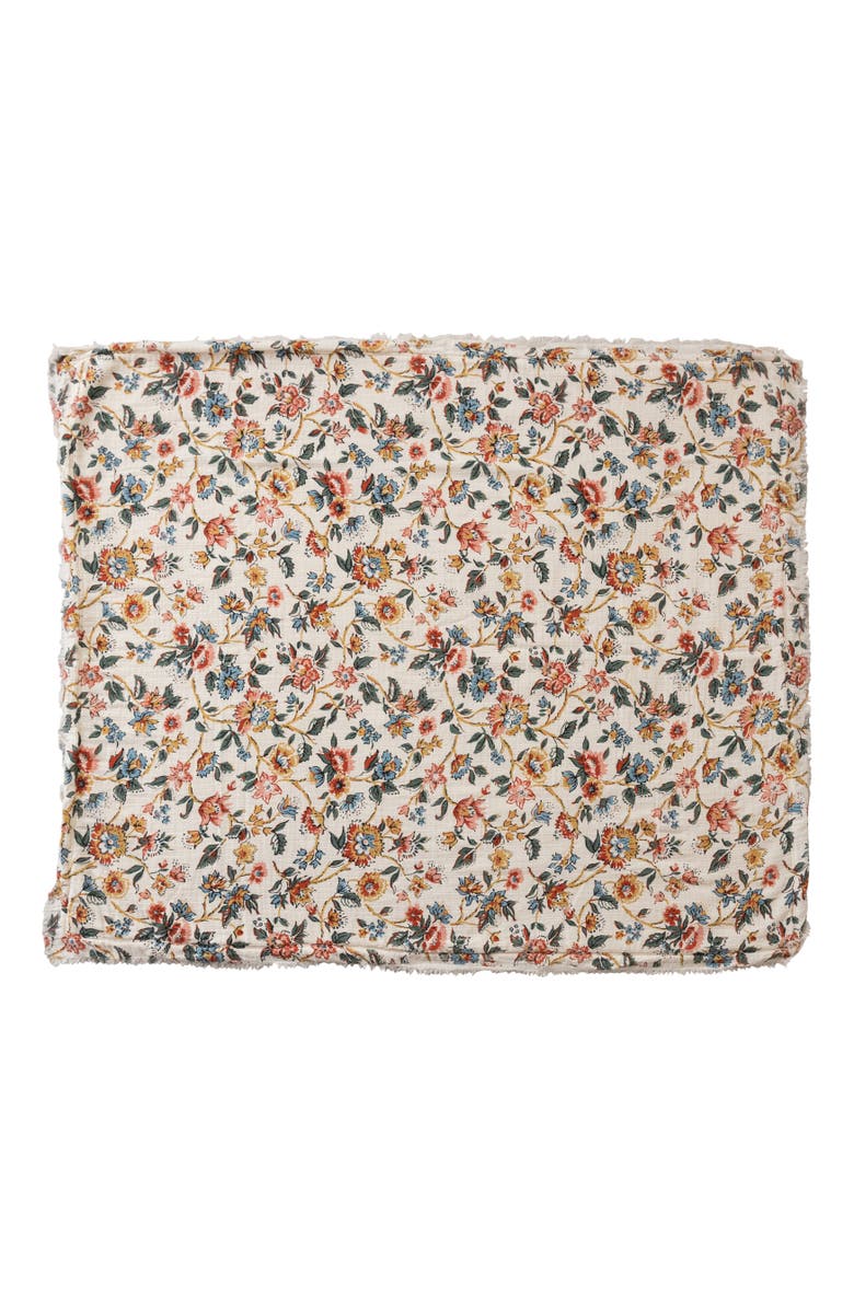 Storied Home Woven Printed Throw with Back and Fringe, Main, color, Cream