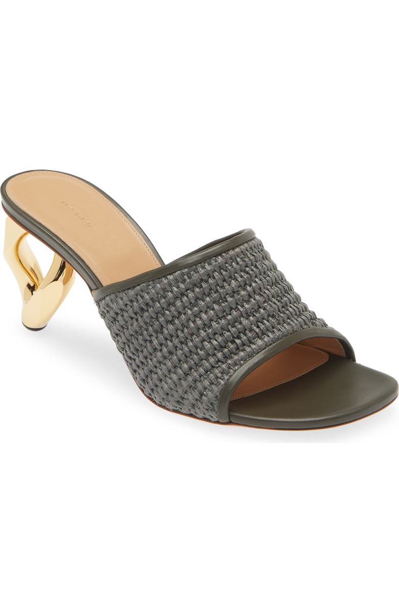 JW Anderson Chain Heel Raffia Slide Sandal, Main, color,