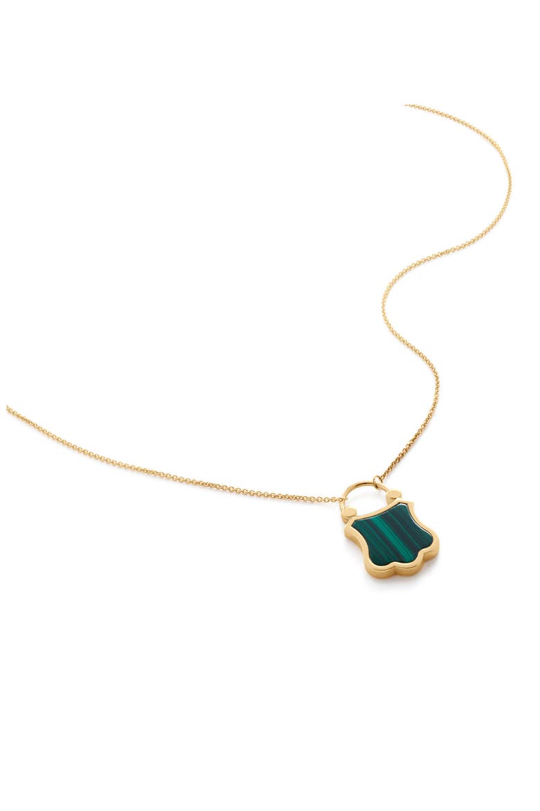 Shield Malachite Pendant Necklace, Main, color, 18K GOLD VERMEIL