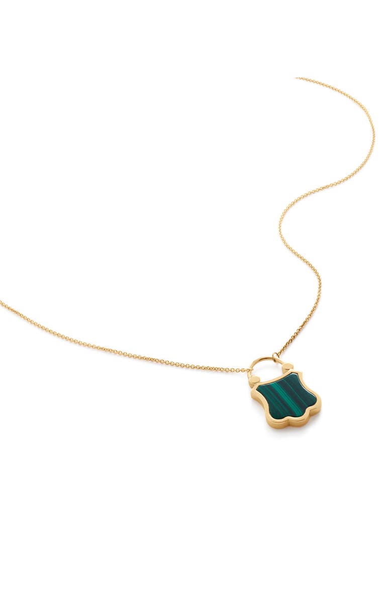 Monica Vinader Shield Malachite Pendant Necklace, Main, color,