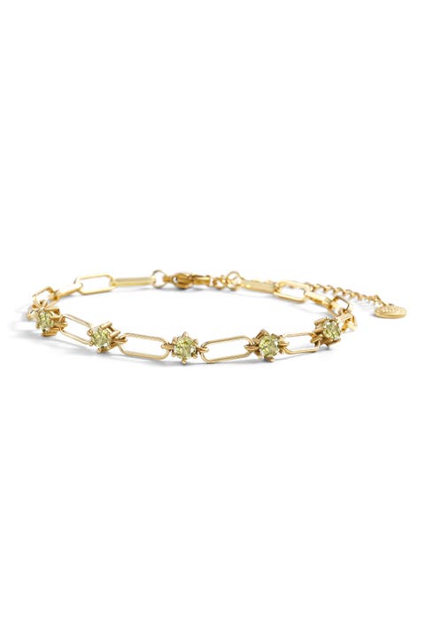 Paperclip Bracelet with Gemstone Accents