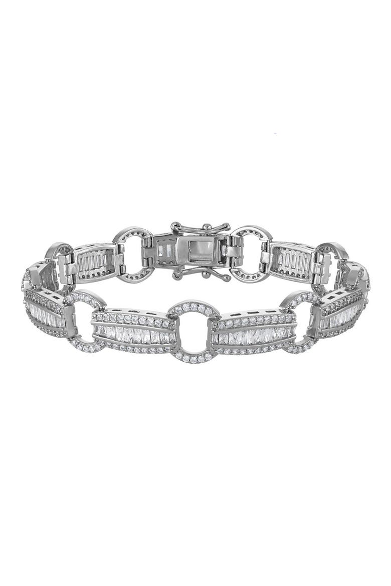 Chain Link Cubic Zirconia Bracelet, Main, color, WHITE