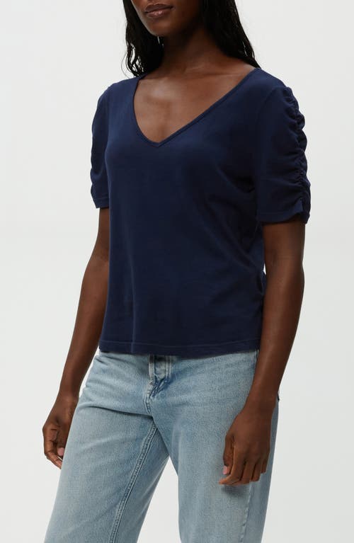Michael Stars Tati Power Shoulder Rib Top In Nocturnal
