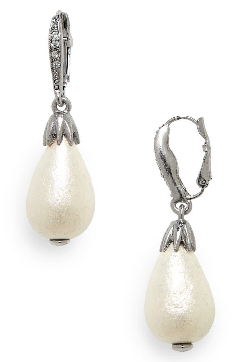 Small Imitation Pearl Drop Earrings, Main, color, SILVER