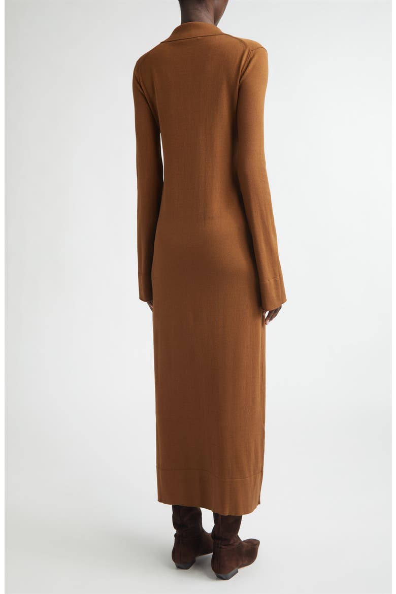 Arp Long Sleeve Cotton & Silk Polo Sweater Dress, Alternate, color, 000258 TOFFEE