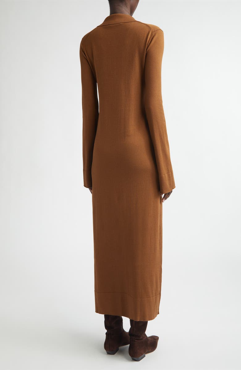 Altuzarra Arp Long Sleeve Cotton & Silk Polo Sweater Dress, Alternate, color, 000258 Toffee