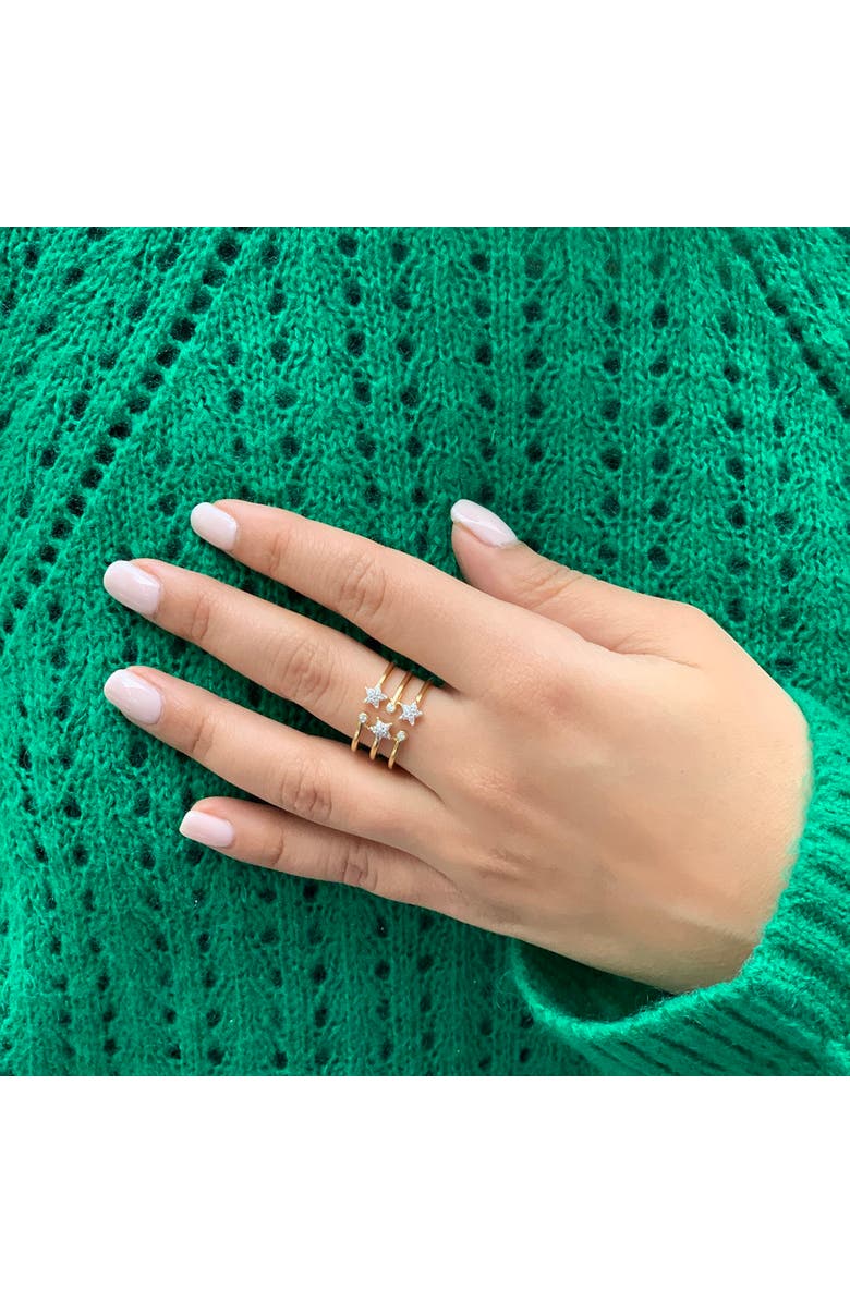 LuvMyJewelry Dazzling Star Bezel Trio Sterling Silver Diamond Ring, Alternate, color, 14Kt Gold Vermeil On Sterling