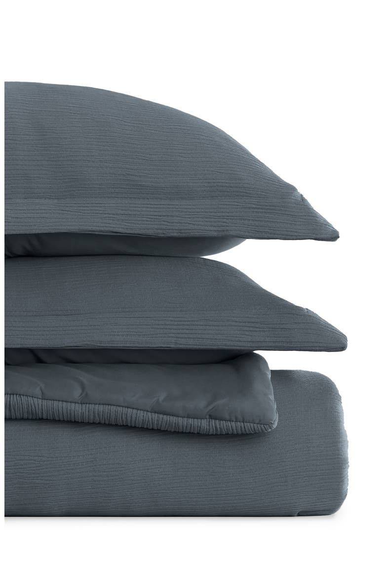 Double Gauze 3-Piece Comforter Set, Alternate, color, SLATE BLUE