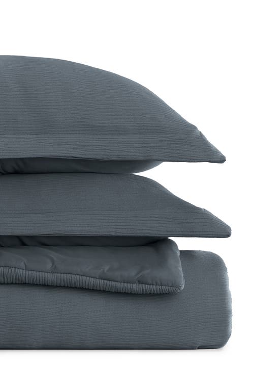 Homespun Double Gauze 3-piece Comforter Set In Blue