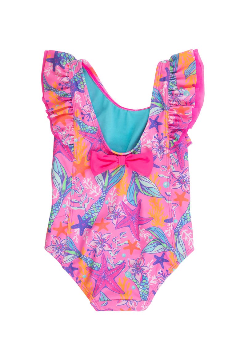 Baby Girls UPF50+ Waterfall One Piece, Alternate, color, Neon Shimmer Mermaid