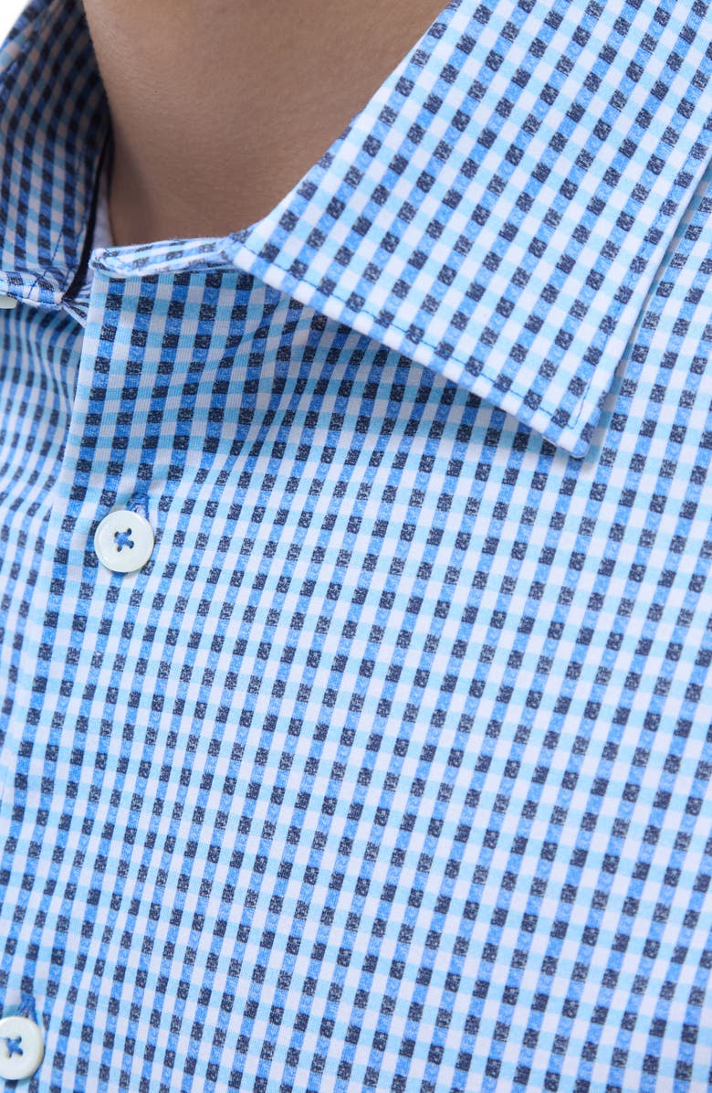 Bugatchi Miles OoohCotton<sup>®</sup> Gingham Short Sleeve Button-Up Shirt, Alternate, color, Classic Blue