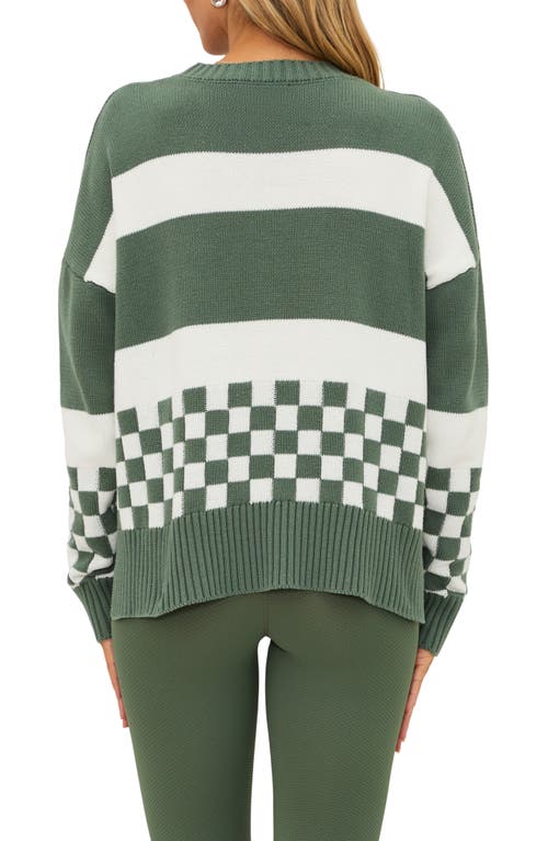 Beach Riot Callie Colorblock Crewneck Sweater In Green