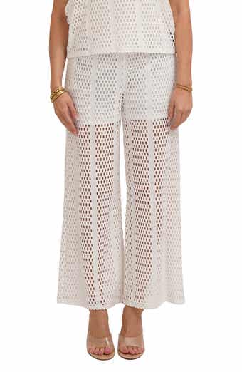 Open Stitch Wide Leg Pull On Pants