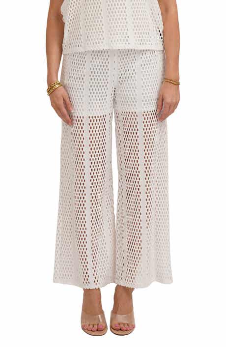 Open Stitch Wide Leg Pull On Pants