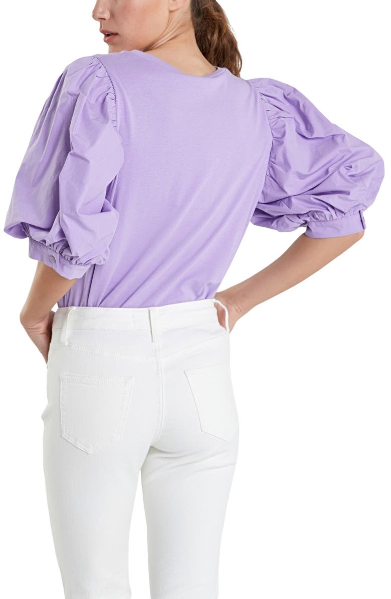English Factory Mix Media Cotton Top, Alternate, color, Lavender