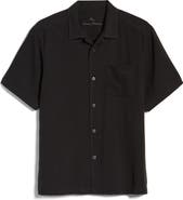 Tommy Bahama Herringbone Short Sleeve Silk Button-Up Camp Shirt