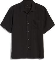 Tommy Bahama Herringbone Short Sleeve Silk Button-Up Camp Shirt