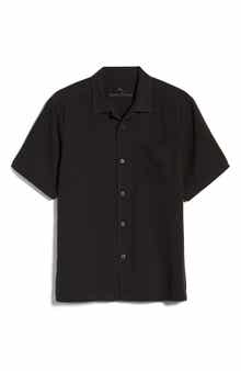 Tommy Bahama Herringbone Short Sleeve Silk Button-Up Camp Shirt