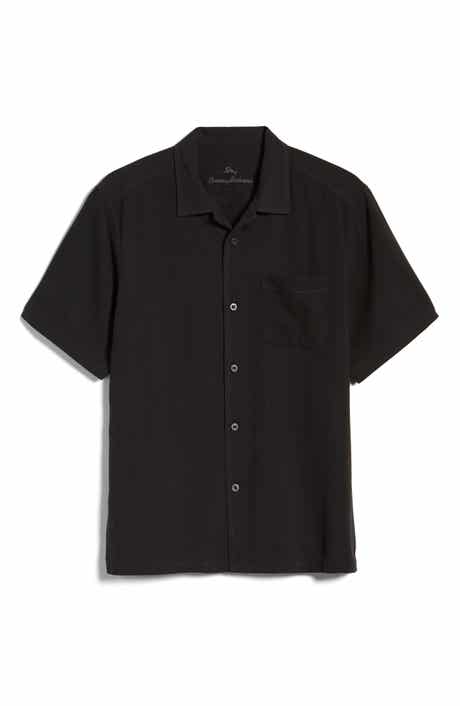Tommy Bahama Herringbone Short Sleeve Silk Button-Up Camp Shirt