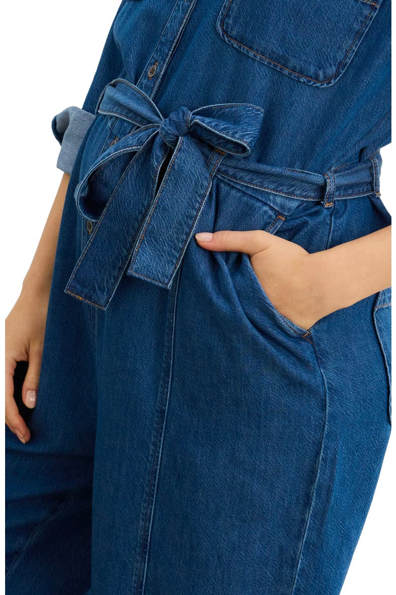 The Drapey Denim Jumpsuit, Alternate, color, True Indigo