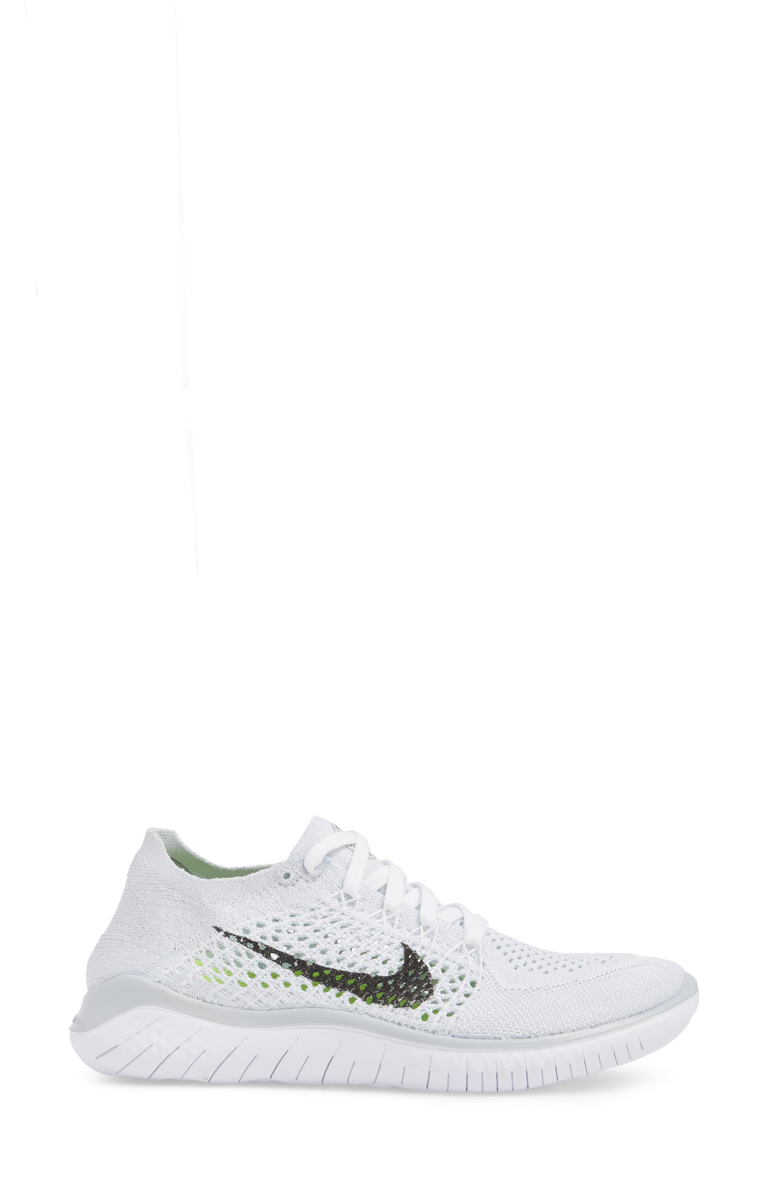 Free RN Flyknit 2018 Running Shoe, Alternate, color, WHITE/ BLACK/ PURE PLATINUM