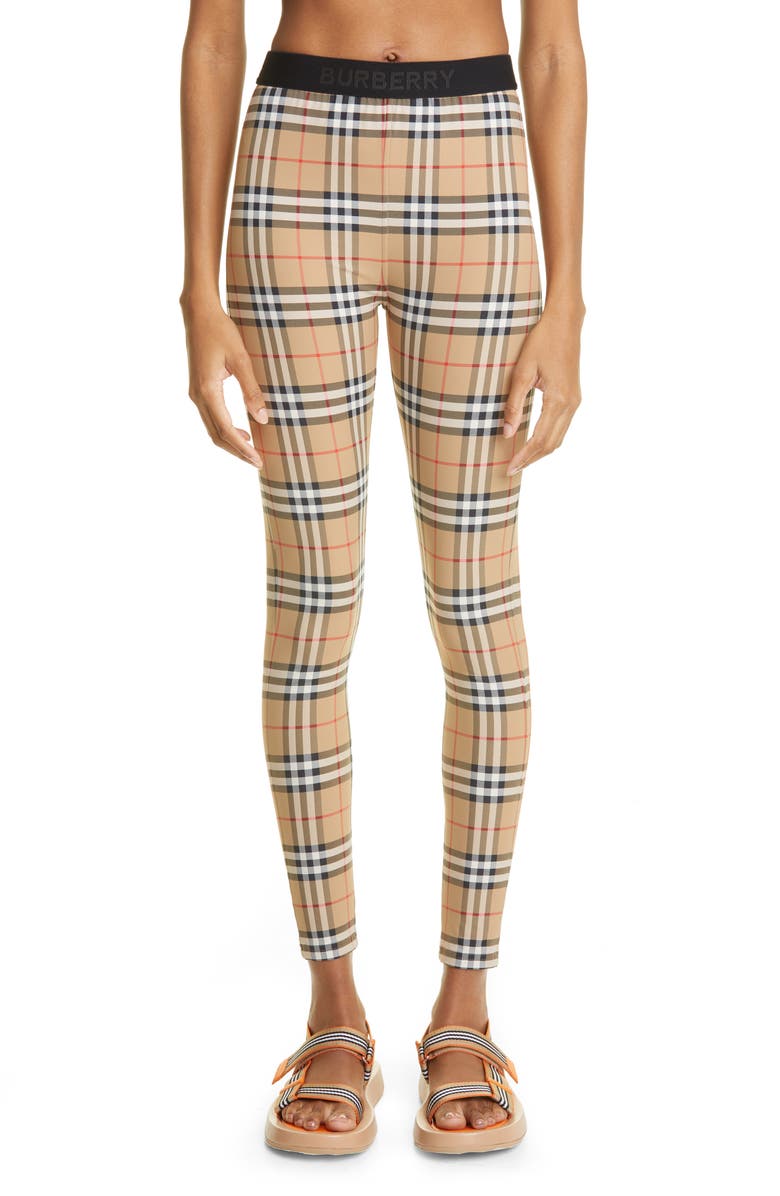 Burberry Women's Belvoir Vintage Check Jersey Leggings, Main, color, Archive Beige Ip Chk