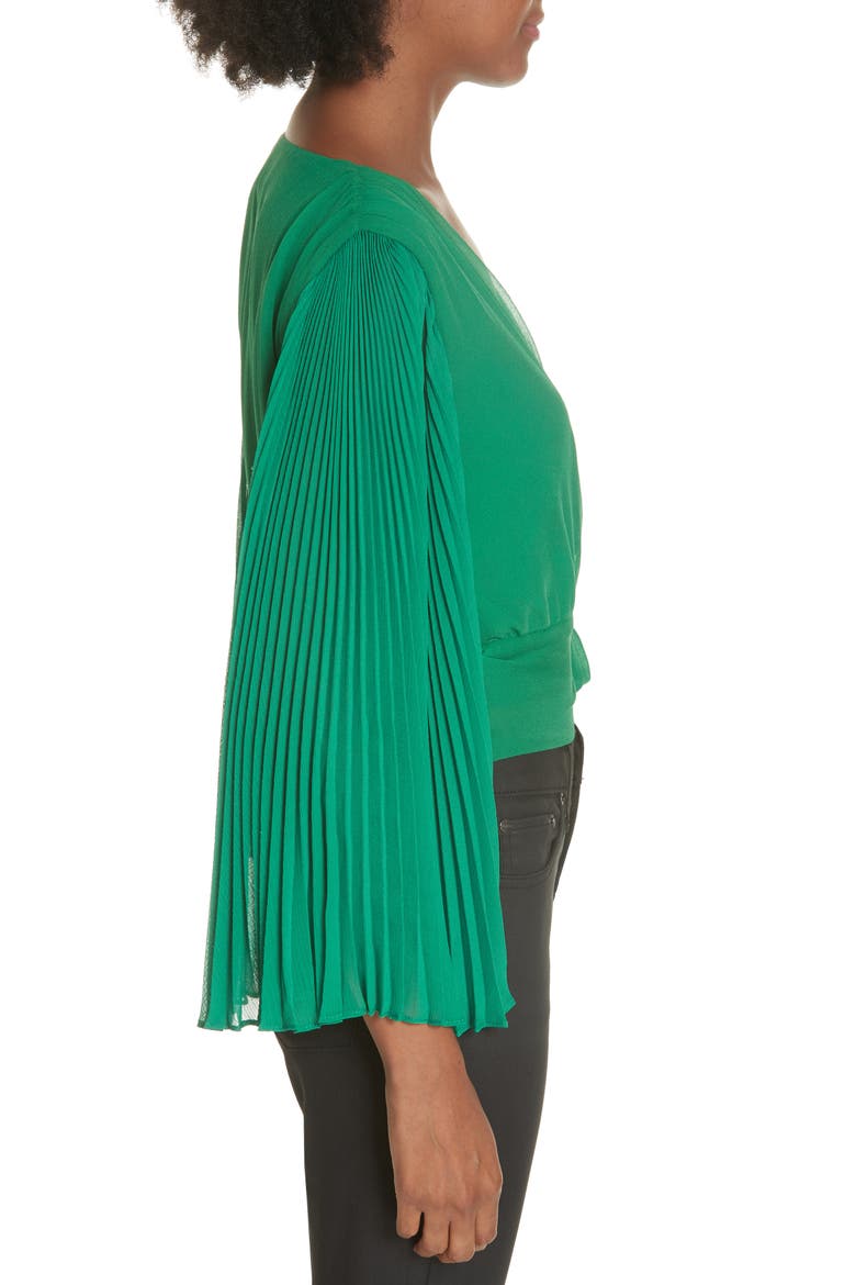 Bray Pleat Sleeve Wrap Top, Alternate, color, JUNIPER