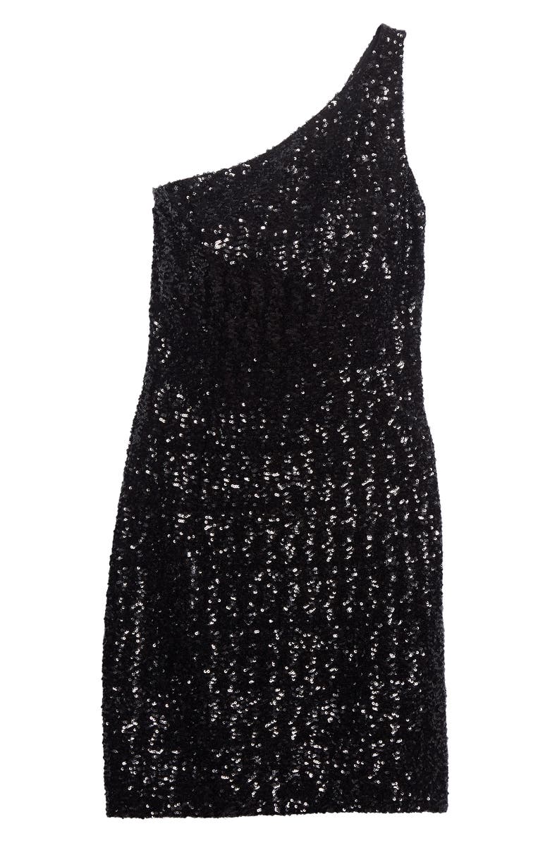 Michael Kors Collection Sequin Embroidered One-Shoulder Sheath Dress, Alternate, color, 
