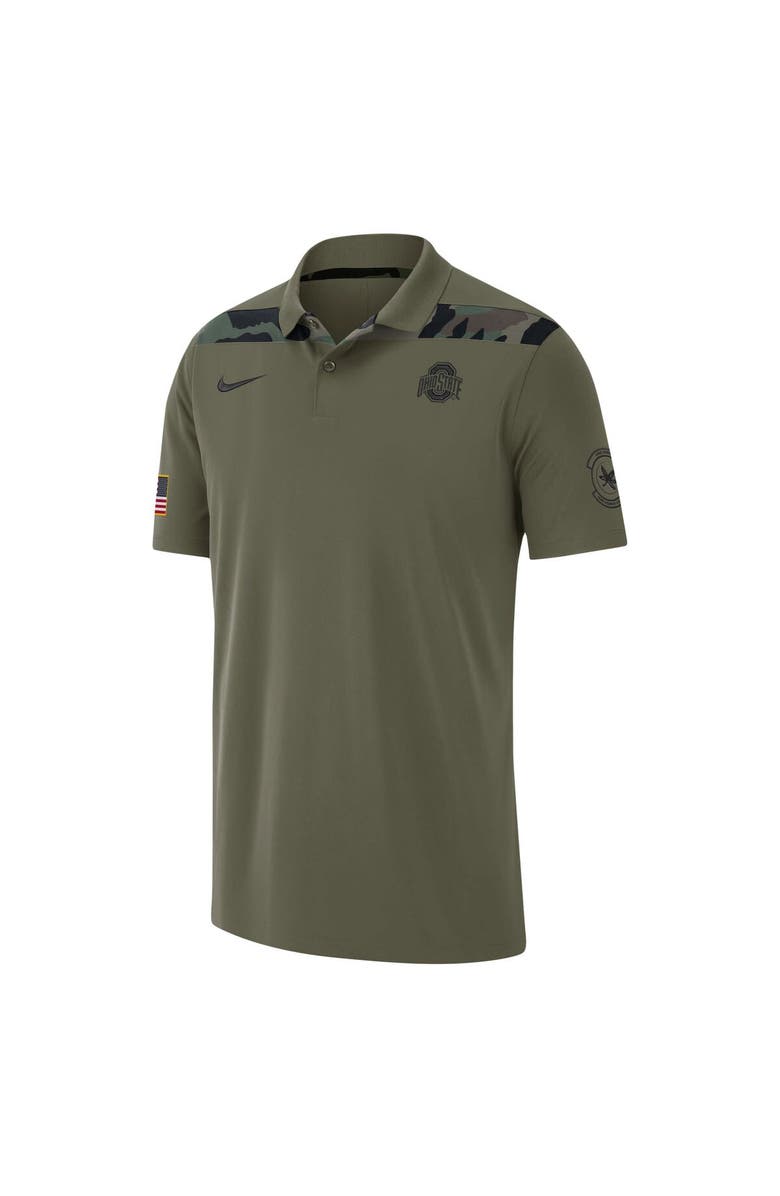 Nike Men's Nike  Olive Ohio State Buckeyes 2023 Sideline Coaches Military Pack Performance Polo, Alternate, color, 