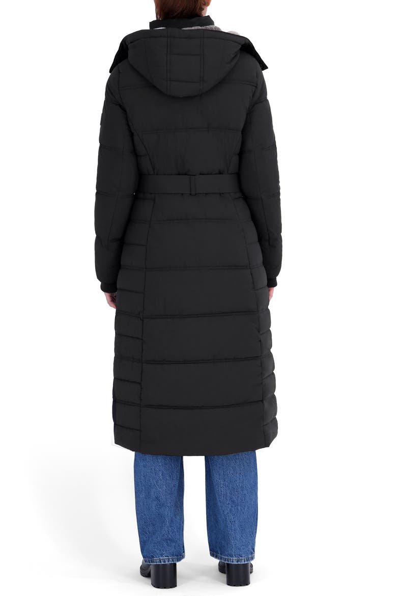 Water Resistant Hooded Maxi Puffer Coat, Alternate, color, BLK